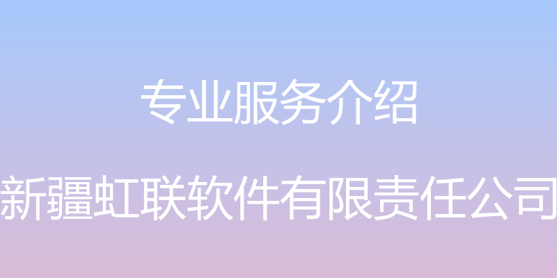 专业服务介绍 - 新疆虹联软件有限责任公司