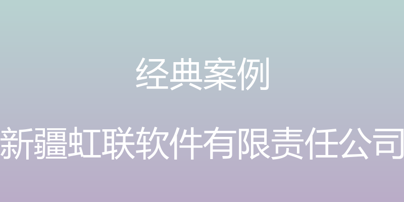 经典案例 - 新疆虹联软件有限责任公司