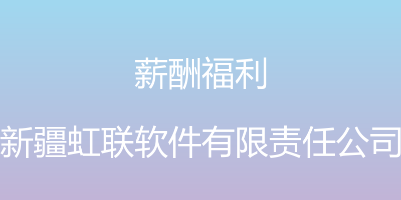 薪酬福利 - 新疆虹联软件有限责任公司